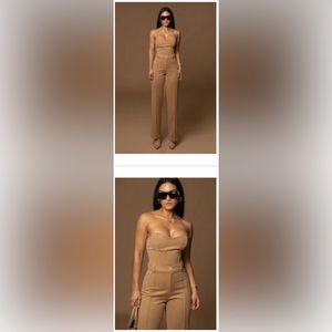 Camel wide leg trousers. High Waisted, New with tags